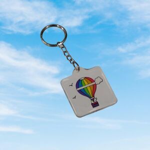 Vintage Air Balloon Keychain w Ring Pride Colors 2 Sided Lucite